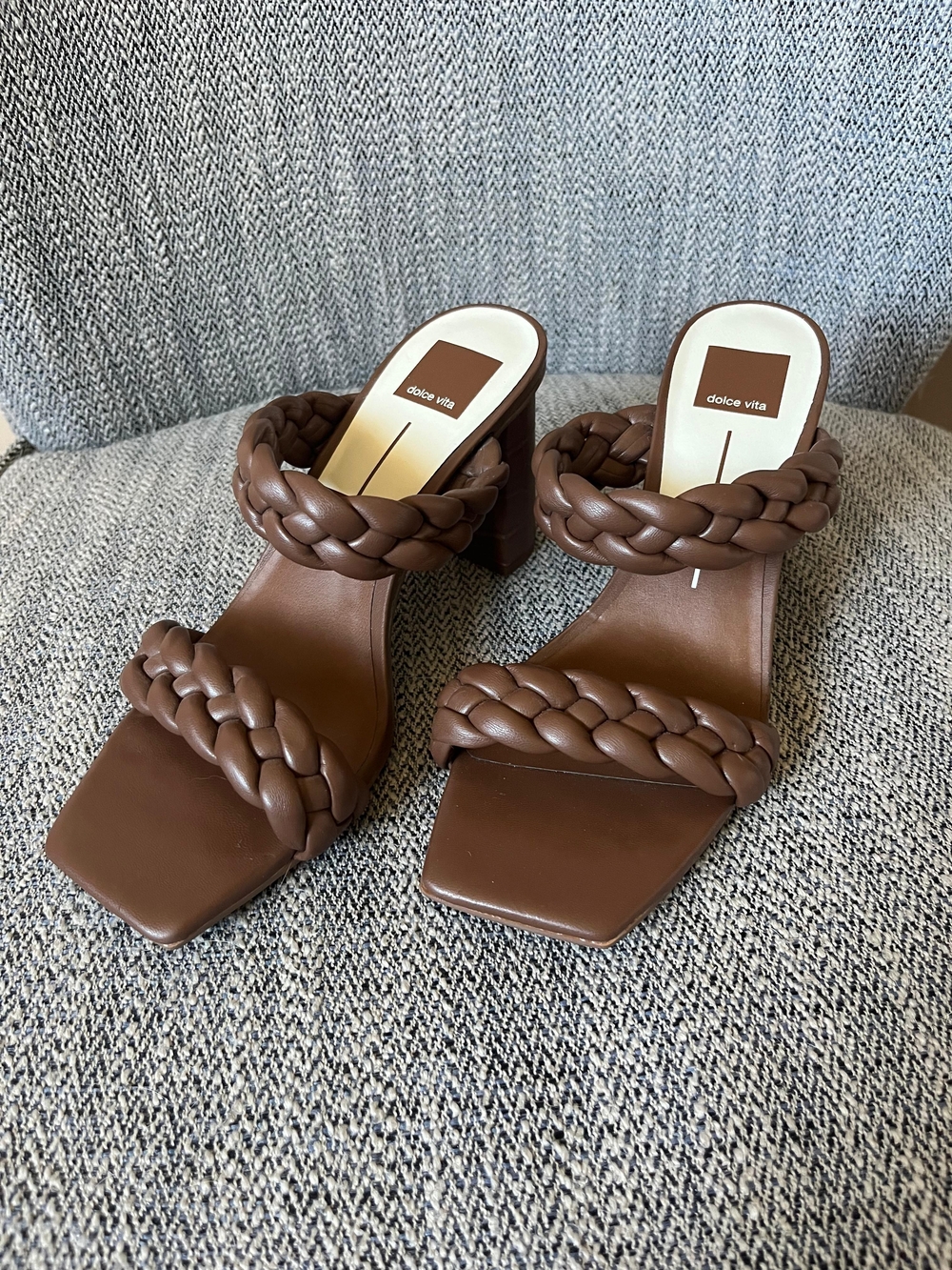 Dolce Vita Chocolate Braided Block Heel Mules